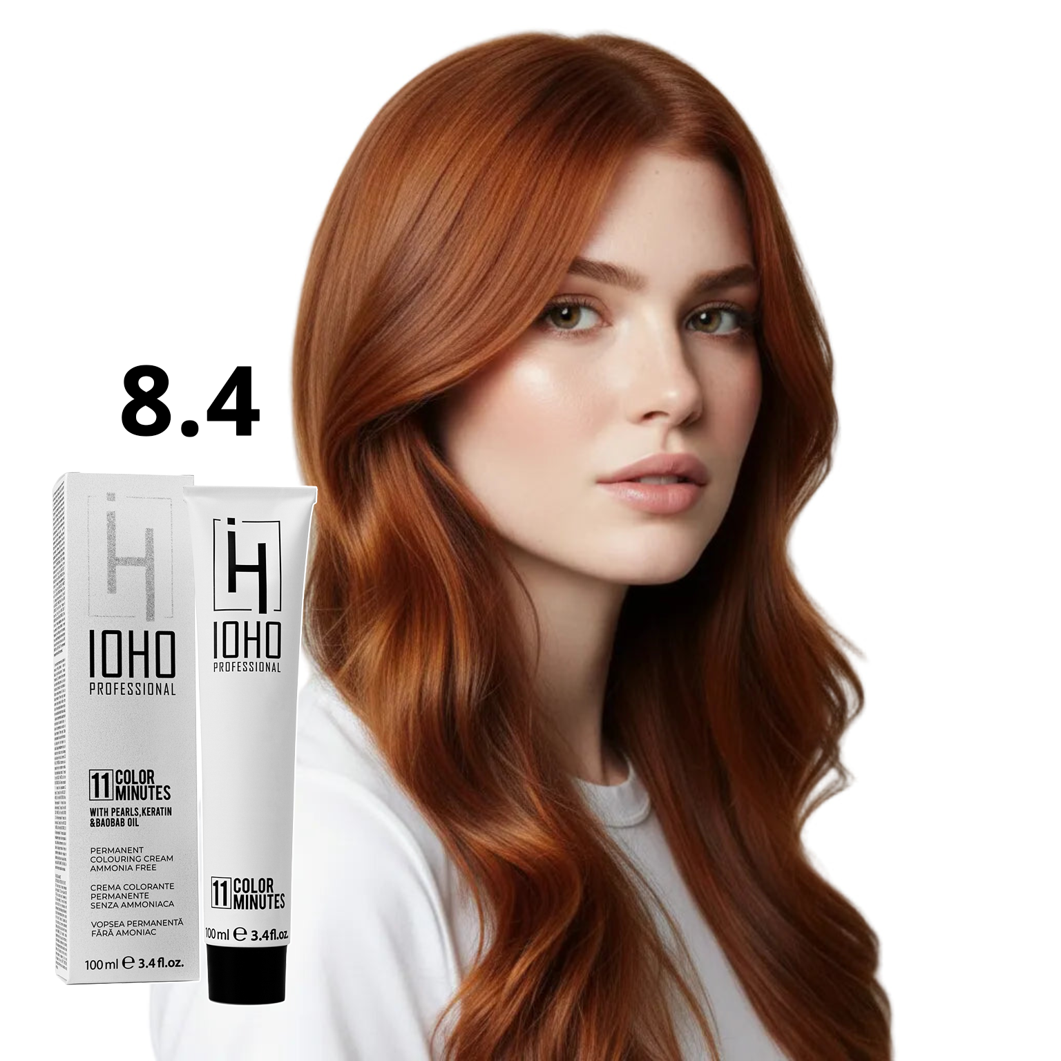 Vopsea de Par 8.4 Permanenta Fara Amoniac - Color 11 Minutes Blond Aramiu Deschis - Ioho Professional