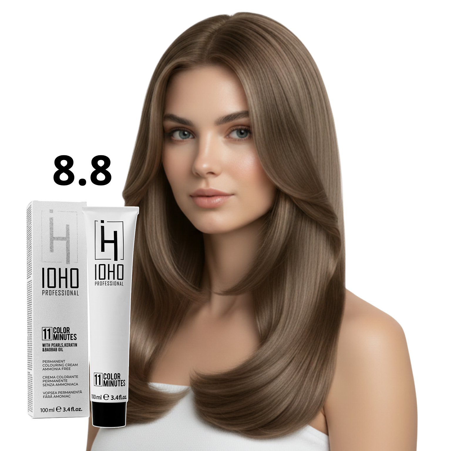 Vopsea de Par 8.8 Permanenta Fara Amoniac - Color 11 Minutes Blond Bej Deschis - Ioho Professional