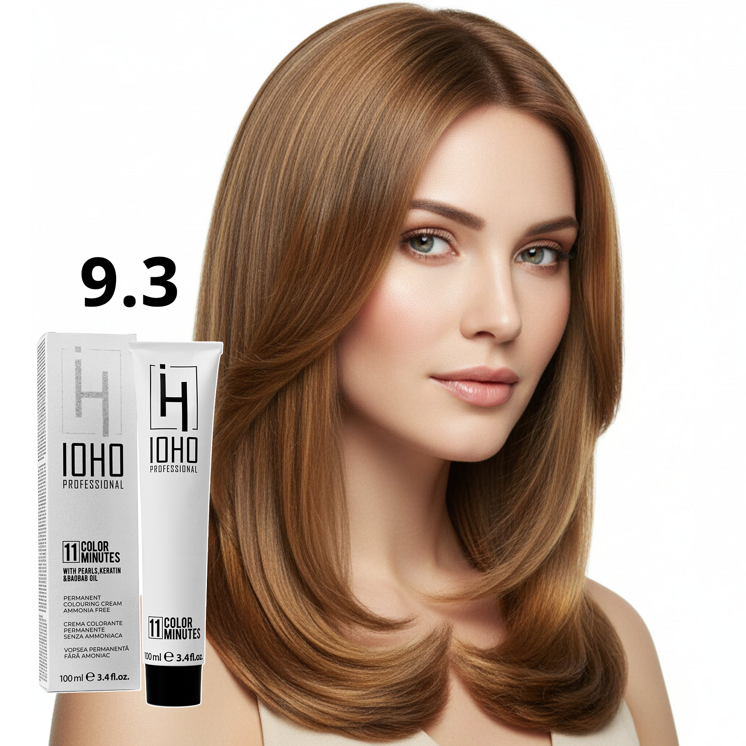 Vopsea de Par 9.3 Permanenta Fara Amoniac - Color 11 Minutes Blond Auriu Foarte Deschis - Ioho Professional