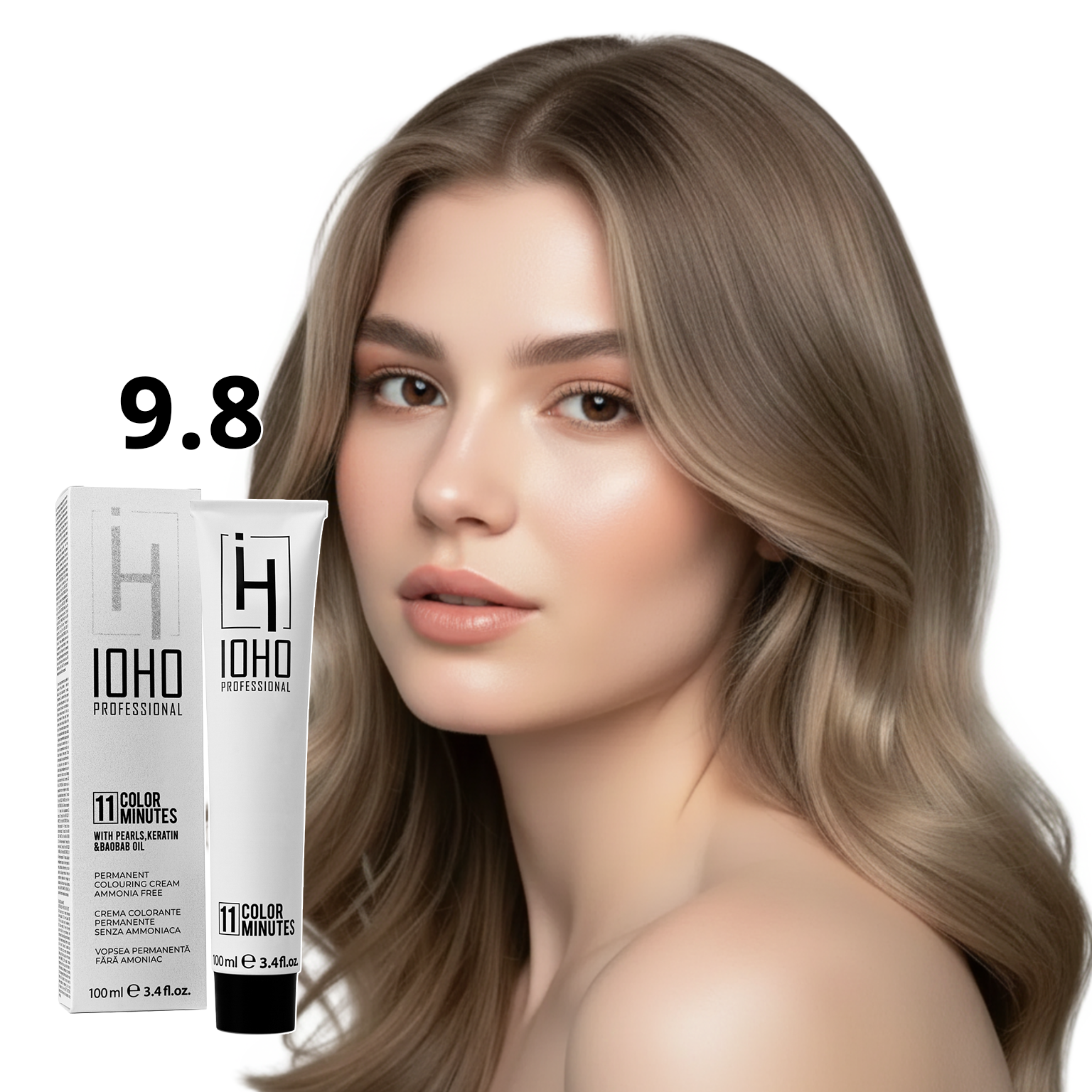 Vopsea de Par 9.8 Permanenta Fara Amoniac - Color 11 Minutes Blond Bej Foarte Deschis - Ioho Professional