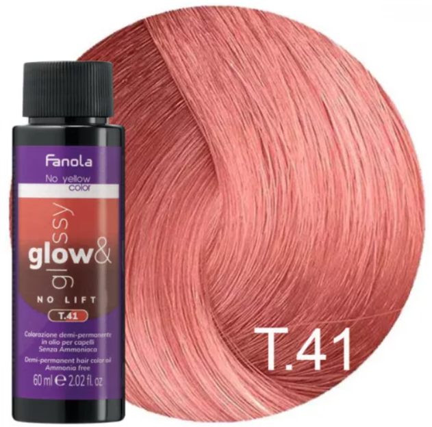 Vopsea de Par Semi-permanenta T.41 Tip Toner – No Yellow Glow&Glossy Cenusiu Aramiu  60ml – Fanola - HNIcosmetice.ro