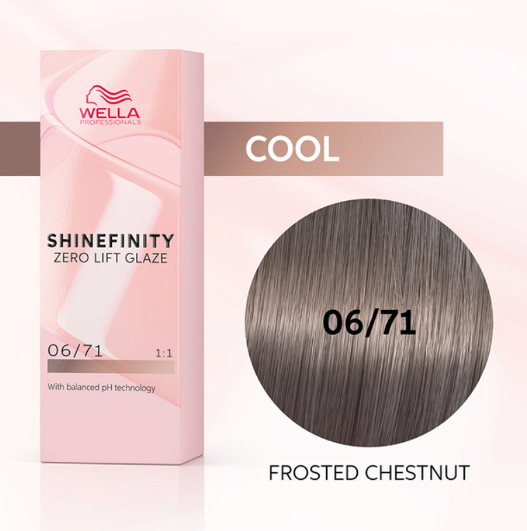 Vopsea de Par 06/71 Demi-permanenta - Shinefinity Zero Lift Glaze Blond Cenusiu Deschis 60ml - Wella - HNIcosmetice.ro