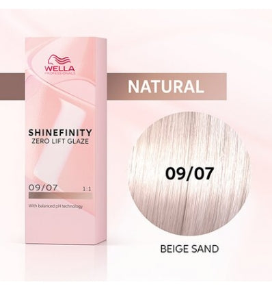 Vopsea de Par 09/07 Demi-permanenta - Shinefinity Zero Lift Glaze Blond Deschis 60ml - Wella