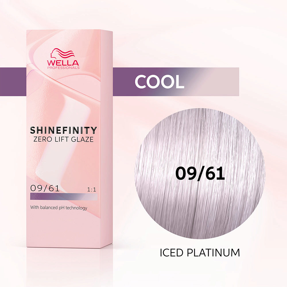 Vopsea de Par 09/61 Demi-permanenta - Shinefinity Zero Lift Glaze Blond Cenusiu Violet Deschis 60ml - Wella