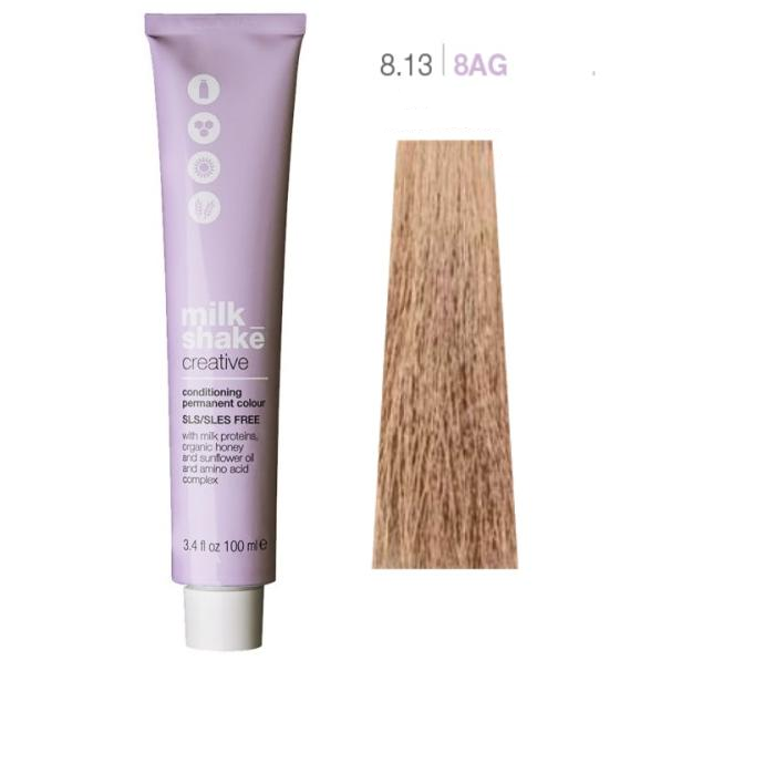 Vopsea de Par 8.13/8AG Permanenta - Creative Conditioning Permanent Colour Blond Auriu Cenusiu Deschis - Milk Shake - HNIcosmetice.ro