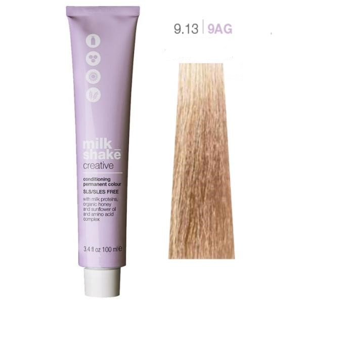 Vopsea de Par 9.13/9AG Permanenta - Creative Conditioning Permanent Colour Blond Auriu Cenusiu Deschis - Milk Shake