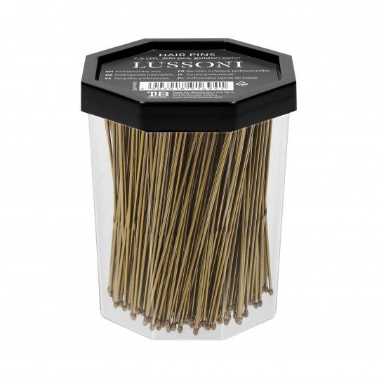 Ace de Coc Metalice Aurii Drepte - Hair Pins Golden Color 7.5cm 300 Buc - Lussoni - HNIcosmetice.ro