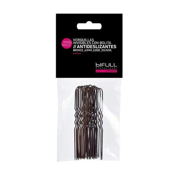 Ace de Coc Metalice Bronz Ondulate - Horquillas Invisibles 63mm 20 Buc - Bifull - HNIcosmetice.ro