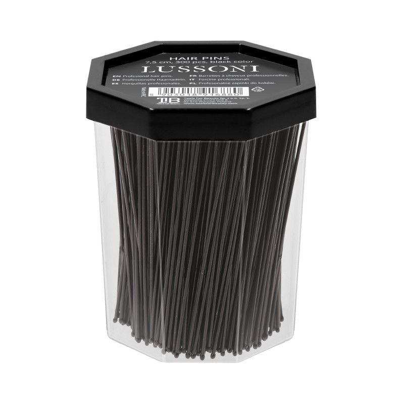 Ace de Coc Metalice Negre Drepte - Hair Pins Black Color 7.5cm 300 Buc - Lussoni - HNIcosmetice.ro