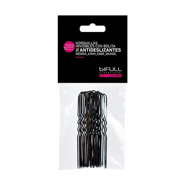 Ace de Coc Metalice Negre Ondulate - Horquillas Invisibles 63mm 20 Buc - Bifull - HNIcosmetice.ro