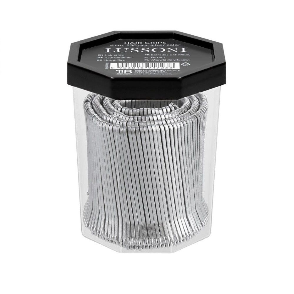 Agrafe de Par Metalice Argintii Drepte - Hair Grips Silver Color 6cm 250 Buc - Lussoni - HNIcosmetice.ro