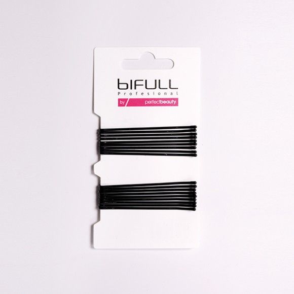 Agrafe de Par Metalice Negre Drepte - Clip Plano 59mm 18 Buc - Bifull - HNIcosmetice.ro