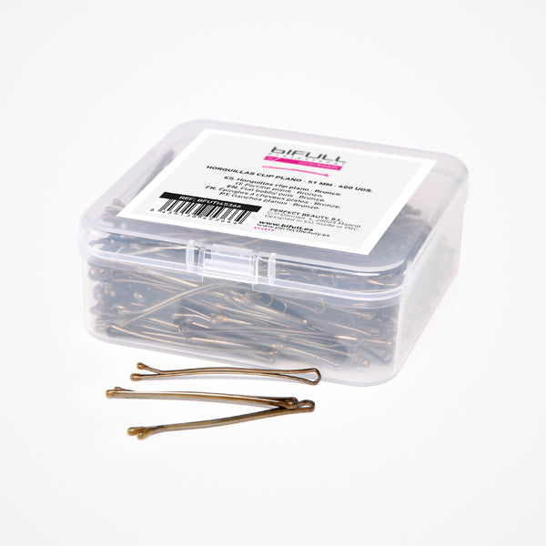 Agrafe de Par Metalice Aramii Drepte - Flat Bobby Pins Bronze 5.1cm 400 Buc - Bifull