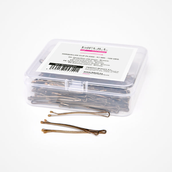 Agrafe de Par Metalice Aramii Drepte - Flat Bobby Pins Bronze 5.1cm 150 Buc - Bifull