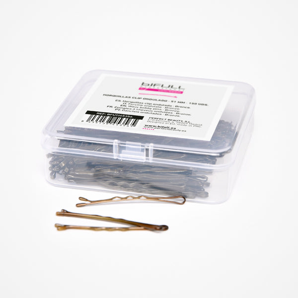 Agrafe de Par Metalice Aramii Ondulate - Wavy Bobby Pins Bronze 5.1cm 150 Buc - Bifull