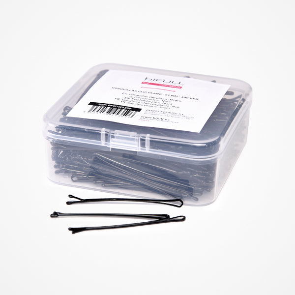 Agrafe de Par Metalice Negre Drepte - Flat Bobby Pins Black 5.9cm 400 Buc - Bifull