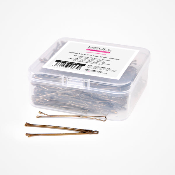 Agrafe de Par Metalice Aramii Drepte - Flat Bobby Pins Bronze 5.9cm 400 Buc - Bifull