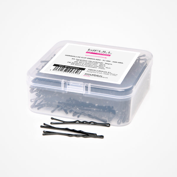 Agrafe de Par Metalice Negre Ondulate - Wavy Bobby Pins Black 5.1cm 400 Buc - Bifull