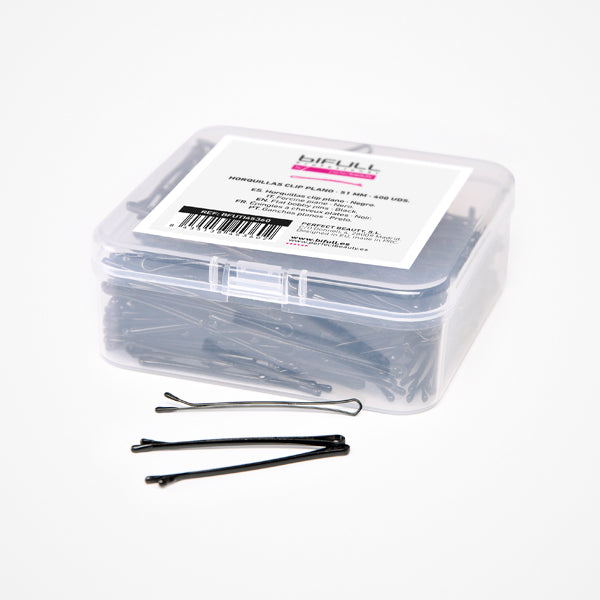 Agrafe de Par Metalice Negre Drepte - Flat Bobby Pins Black 5.1cm 400 Buc - Bifull