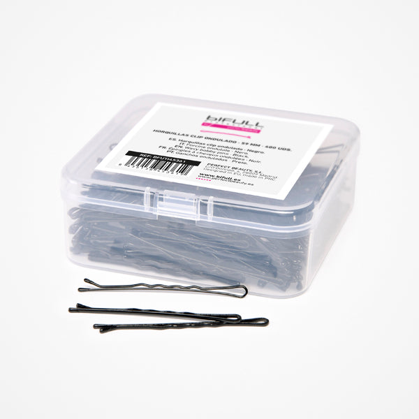 Agrafe de Par Metalice Negre Ondulate - Wavy Bobby Pins Black  5.9cm 400 Buc - Bifull