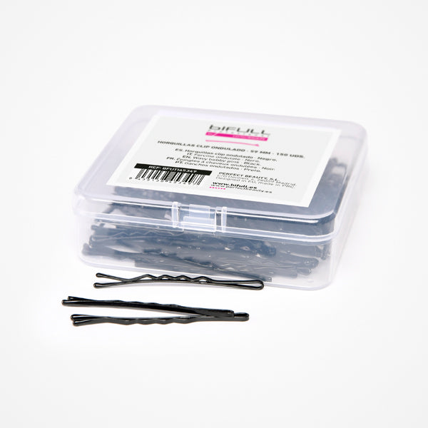Agrafe de Par Metalice Negre Ondulate - Wavy Bobby Pins Black 5.9cm 150 Buc - Bifull