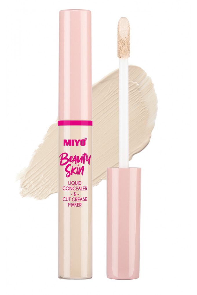 Anticearcan Lichid si Corector pentru Pleoape - Beauty Skin Liquid Concealer&Cut Crease Maker Nr. 01 Hello Cream - Miyo - HNIcosmetice.ro