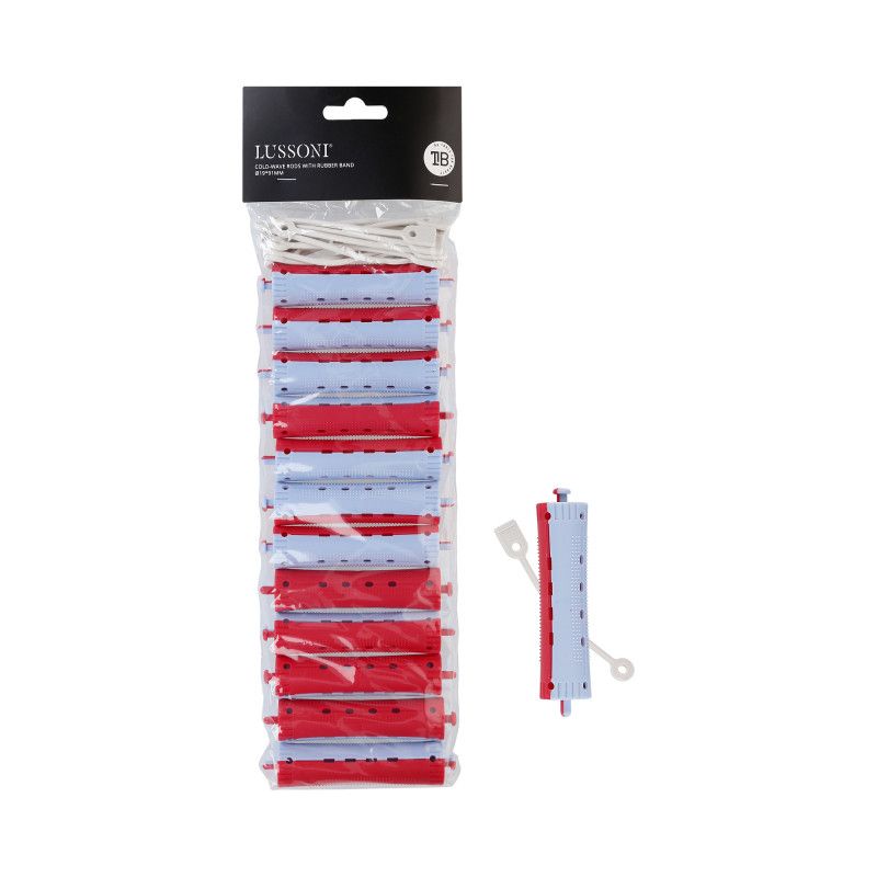 Bigudiuri pentru Permanent din Plastic - Cold Wave Rods with Rubber Band D19mm 12 Buc - Lussoni - HNIcosmetice.ro