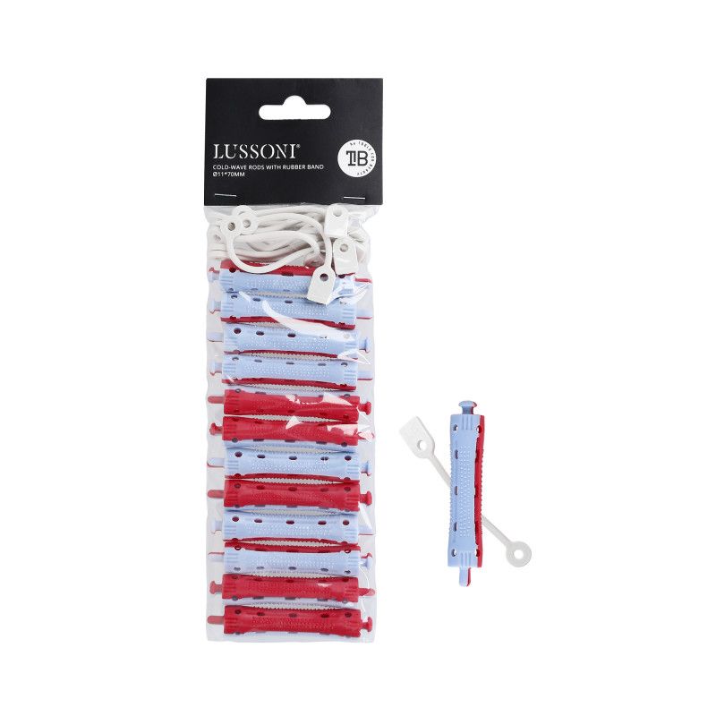 Bigudiuri pentru Permanent din Plastic - Cold Wave Rods with Rubber Band D11mm 12 Buc - Lussoni - HNIcosmetice.ro