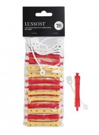 Bigudiuri pentru Permanent din Plastic - Cold Wave Rods with Rubber Band D9mm 12 Buc - Lussoni - HNIcosmetice.ro