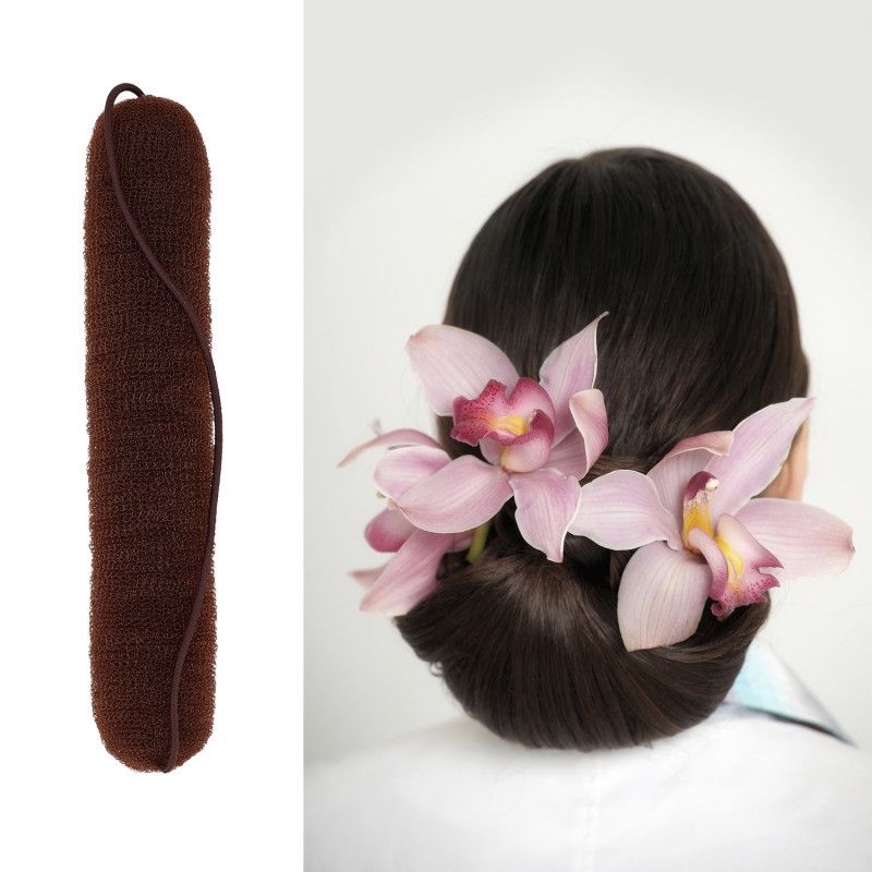 Burete pentru Coc cu Elastic Maro - Hair Bun Roll Brown 230mm - Lussoni