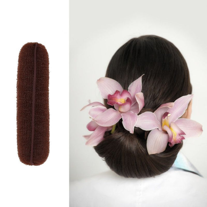 Burete pentru Coc cu Elastic Maro - Hair Bun Roll Brown 150mm - Lussoni