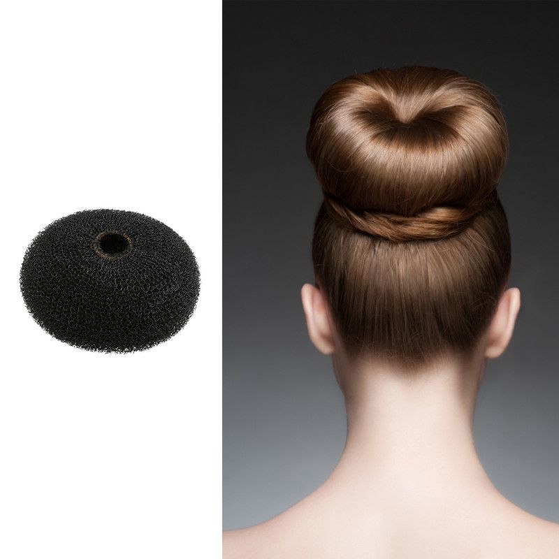 Burete pentru Coc Rotund Negru - Hair Bun Ring Black 110mm - Lussoni