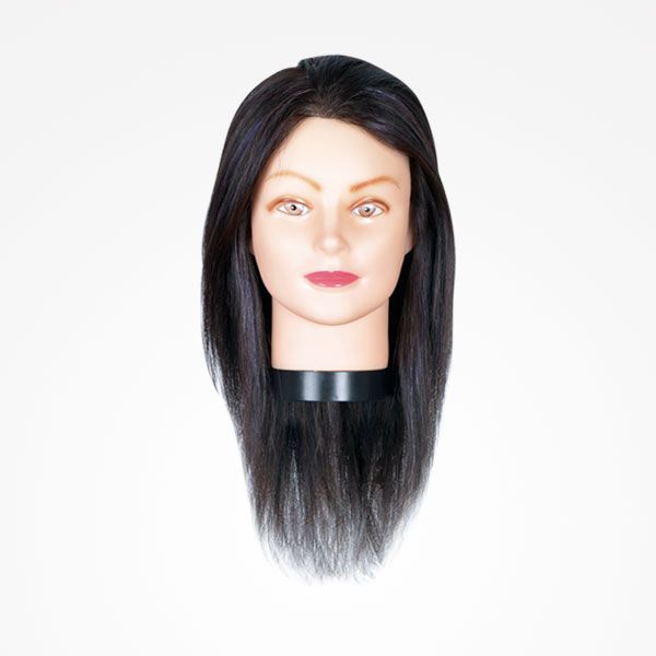 Cap Practica Manechin Femeie Par 100% Natural Negru cu Suport - Girl Black 40cm - Bifull - HNIcosmetice.ro