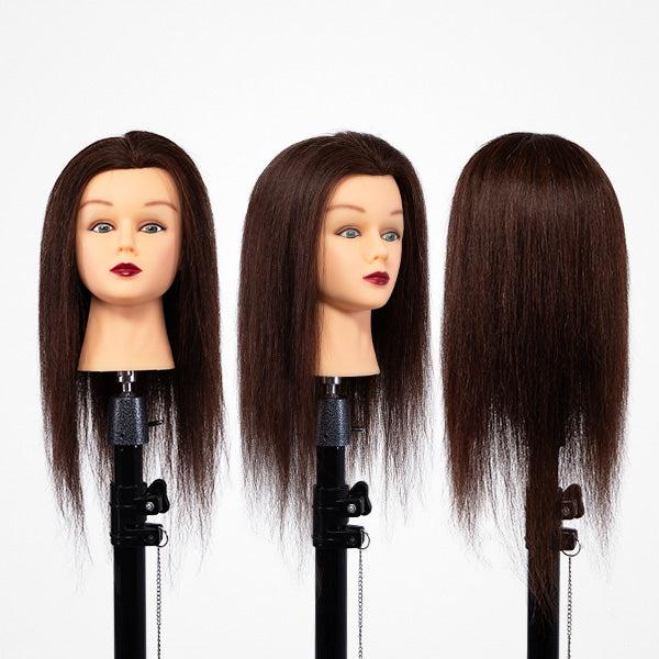 Cap Practica Manechin Femeie Par 100% Natural Castaniu cu Suport - Wild Woman Brown 45cm - Bifull