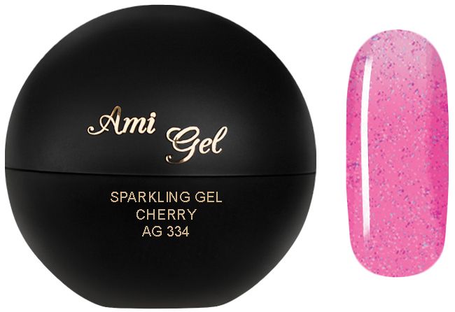 Gel Colorat Glitterat - Sparkling Gel Cherry AG334 5gr - Ami Gel - HNIcosmetice.ro