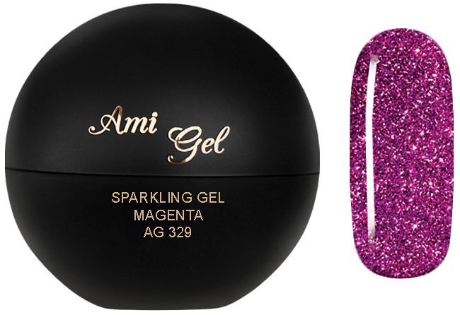 Gel Colorat Glitterat - Sparkling Gel Magenta AG329 5gr - Ami Gel - HNIcosmetice.ro