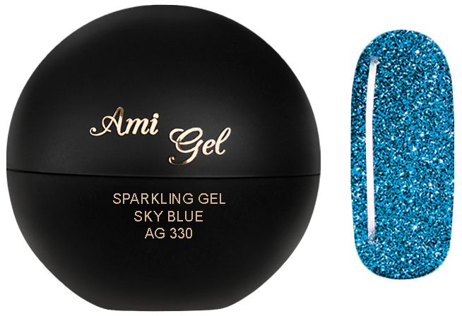 Gel Colorat Glitterat - Sparkling Gel Sky Blue AG330 5gr - Ami Gel - HNIcosmetice.ro