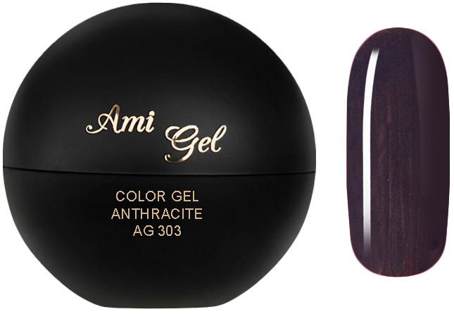 Gel Colorat - Soak Off Color Gel Anthracite AG303 5gr - Ami Gel - HNIcosmetice.ro