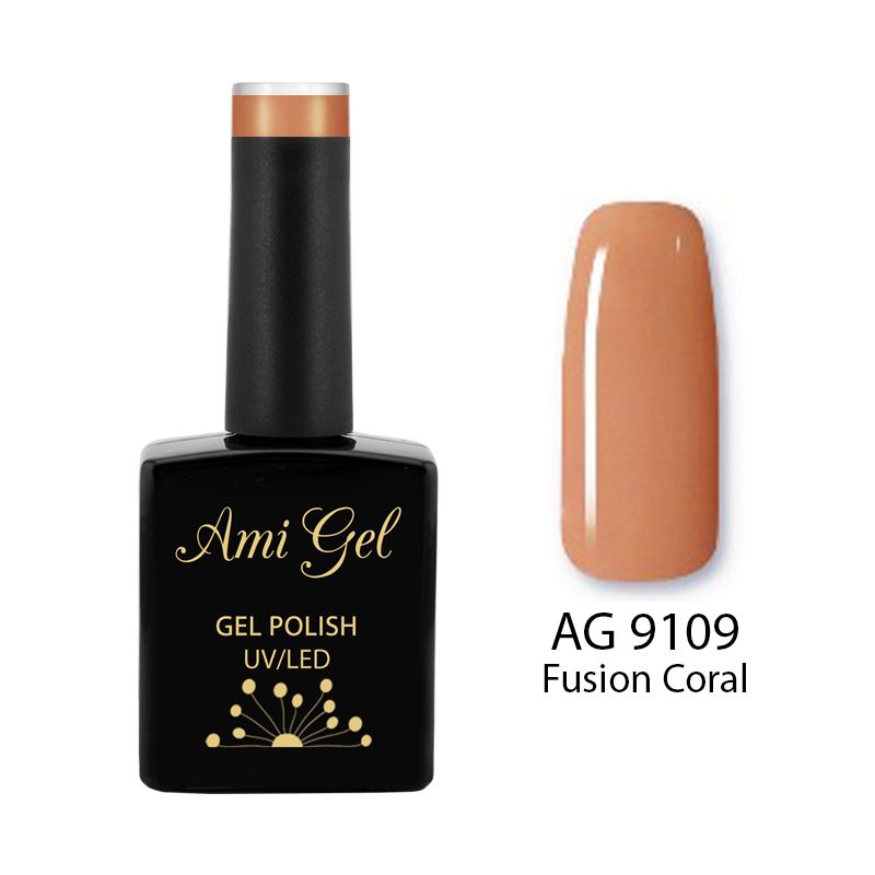 Gel de Baza Colorat - Nude 2 Ways Base Gel Polish Fusion Coral AG9109 14ml - Ami Gel - HNIcosmetice.ro