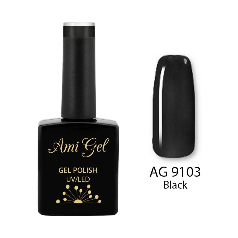 Gel de Baza Colorat - Retro 2 Ways Base Gel Polish Black AG9103 14ml - Ami Gel - HNIcosmetice.ro