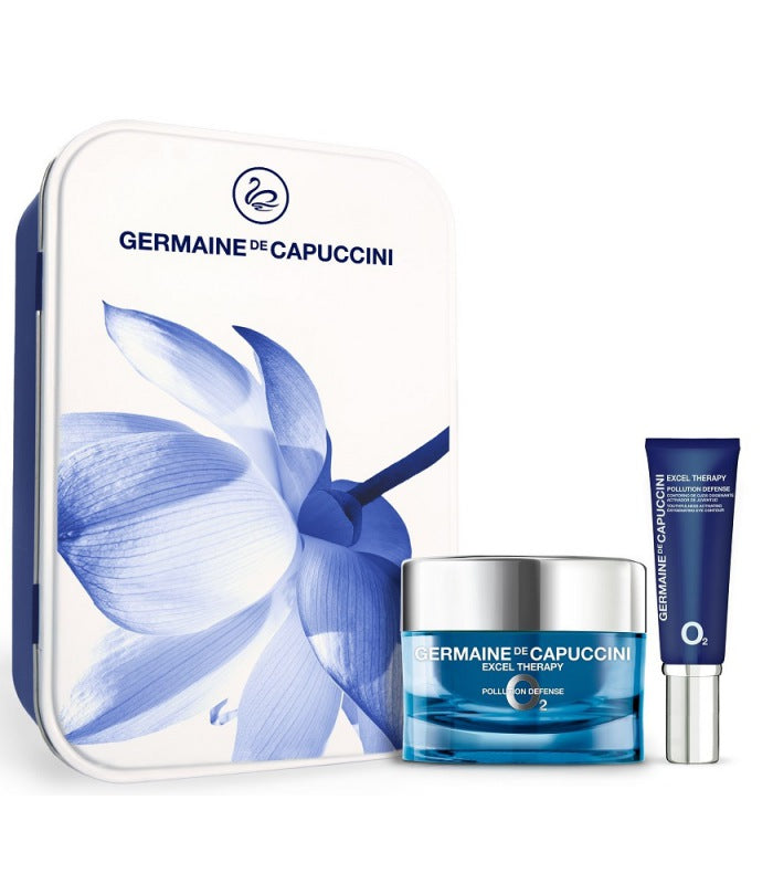 Set Față &amp; Ochi Oxigenant - Excel Therapy O2 Pollution Defense Cream 50ml + Kit Contur Ochi 15ml - PP Germaine de Capuccini