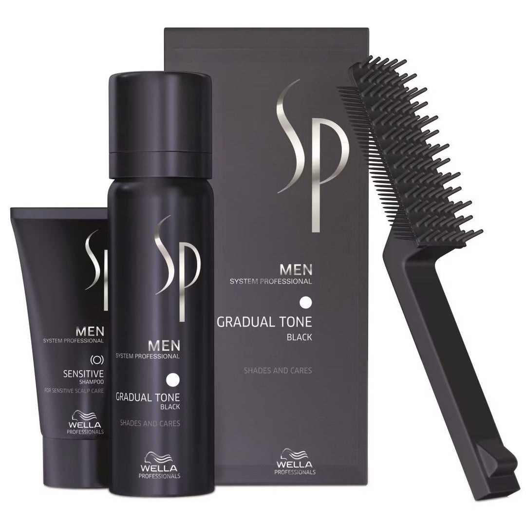 Kit pentru Restaurarea Culorii Naturale a Parului - SP Men Gradual Tone Black - Wella