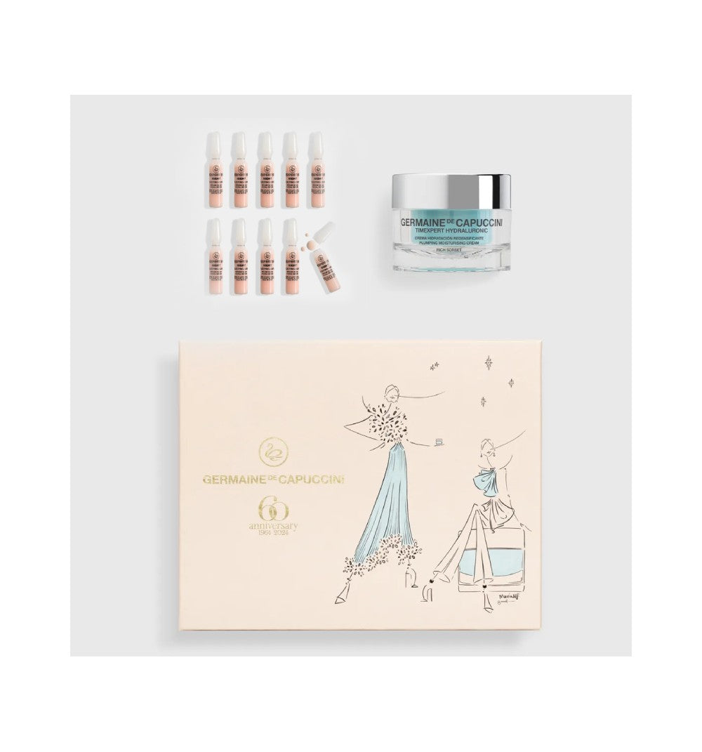 Set Crema Hidratanta cu Acid Hialuronic si Tratament Detoxifiant de Noapte - Timexpert Hydraluronic Rich Sorbet Cream 50ml + Timexpert SRNS Sleeping Cure Promo Set - PP Germaine de Capuccini