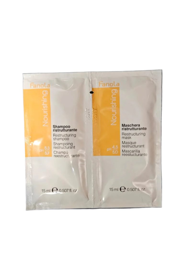 Tester Sampon si Masca Restructuranta pentru Par Uscat - Nourishing 2x15ml - Fanola - HNIcosmetice.ro
