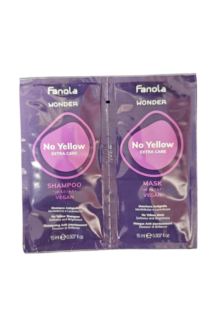Tester Sampon si Masca Anti-Galben - Wonder No Yellow 2x15ml - Fanola - HNIcosmetice.ro