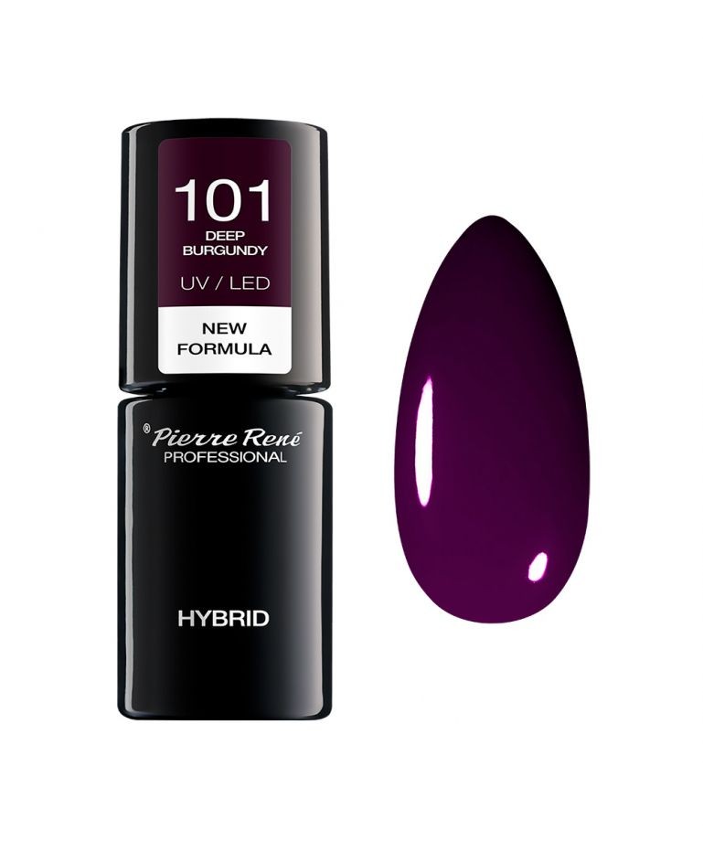 Oja Semipermanenta - Color Hybrid New Formula Burgundy Nr. 101 6ml - Pierre Rene - HNIcosmetice.ro