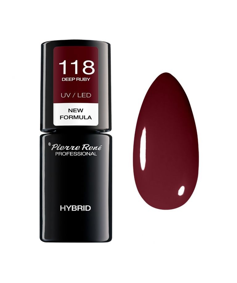 Oja Semipermanenta - Color Hybrid New Formula Deep Ruby Nr. 118 6ml - Pierre Rene - HNIcosmetice.ro