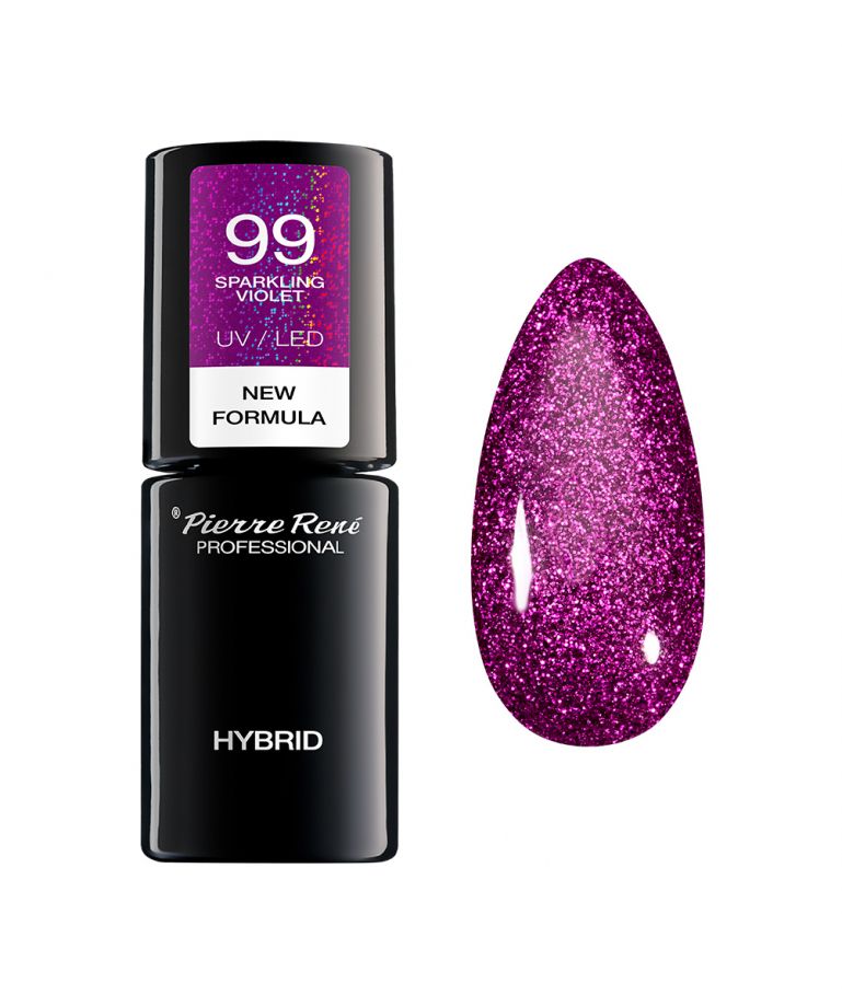 Oja Semipermanenta - Color Hybrid New Formula Sparkling Violet Nr. 99 6ml - Pierre Rene - HNIcosmetice.ro
