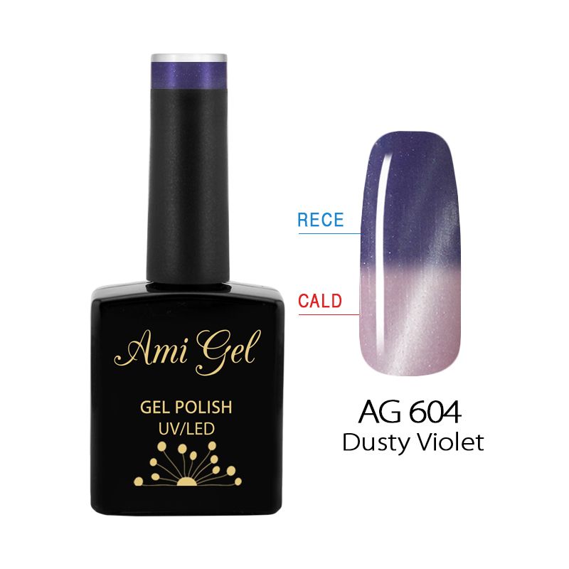 Oja Semipermanenta Magnetica si Termica - Hypnotic Mood Gel Polish Dusty Violet AG604 14ml - Ami Gel - HNIcosmetice.ro