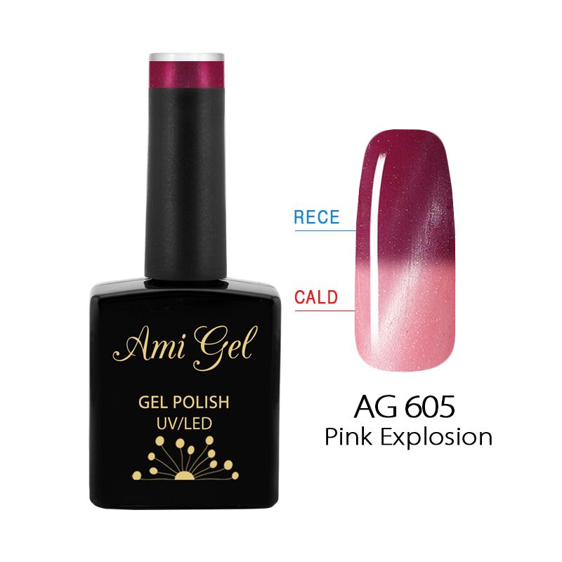 Oja Semipermanenta Magnetica si Termica - Hypnotic Mood Gel Polish Pink Explosion AG605 14ml - Ami Gel - HNIcosmetice.ro